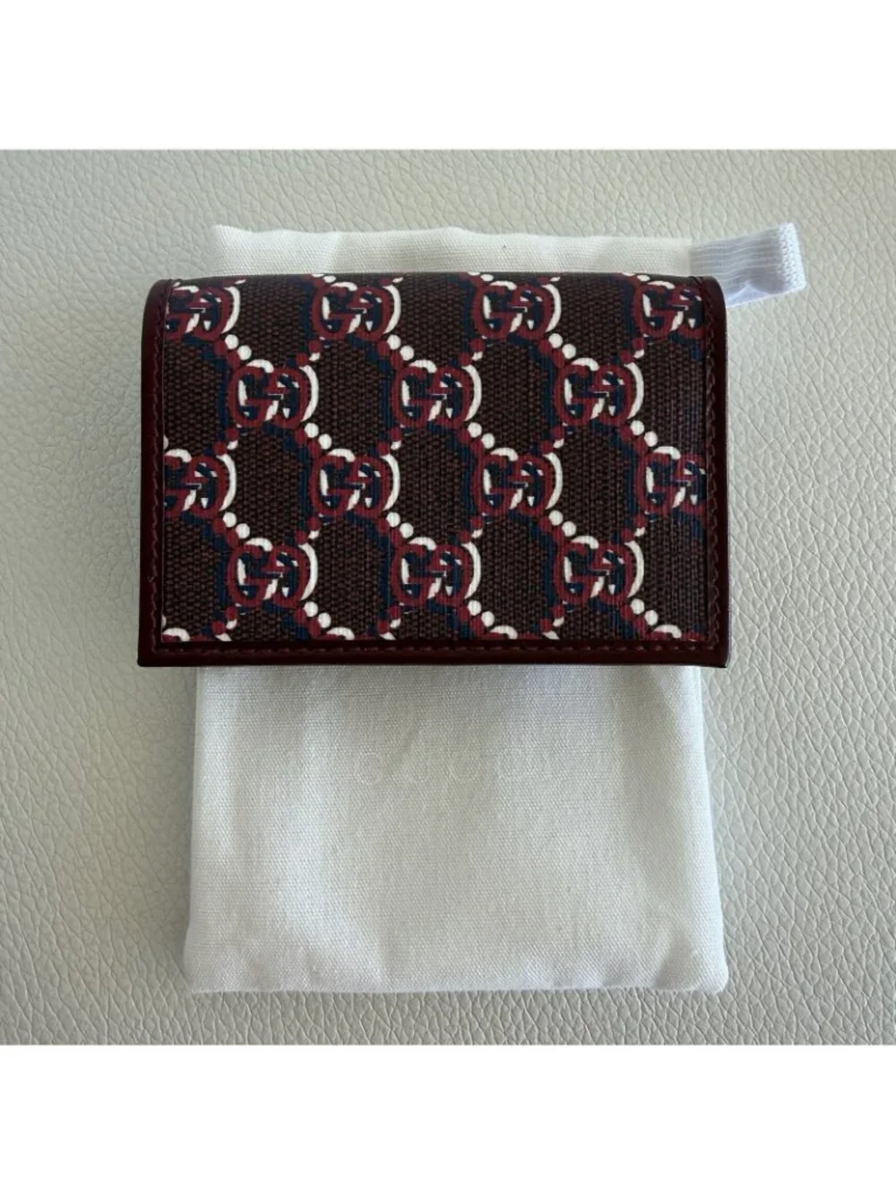 NEW Gucci Card Case Wallet GG Shadow Print Dark Red 795044 FADM0 6242 - Picture 3 of 8